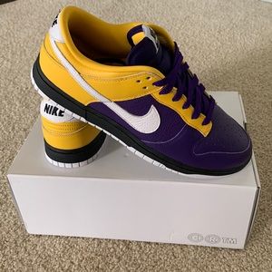 Nike Dunk purple and gold Nike by you. Size 9 Lakers